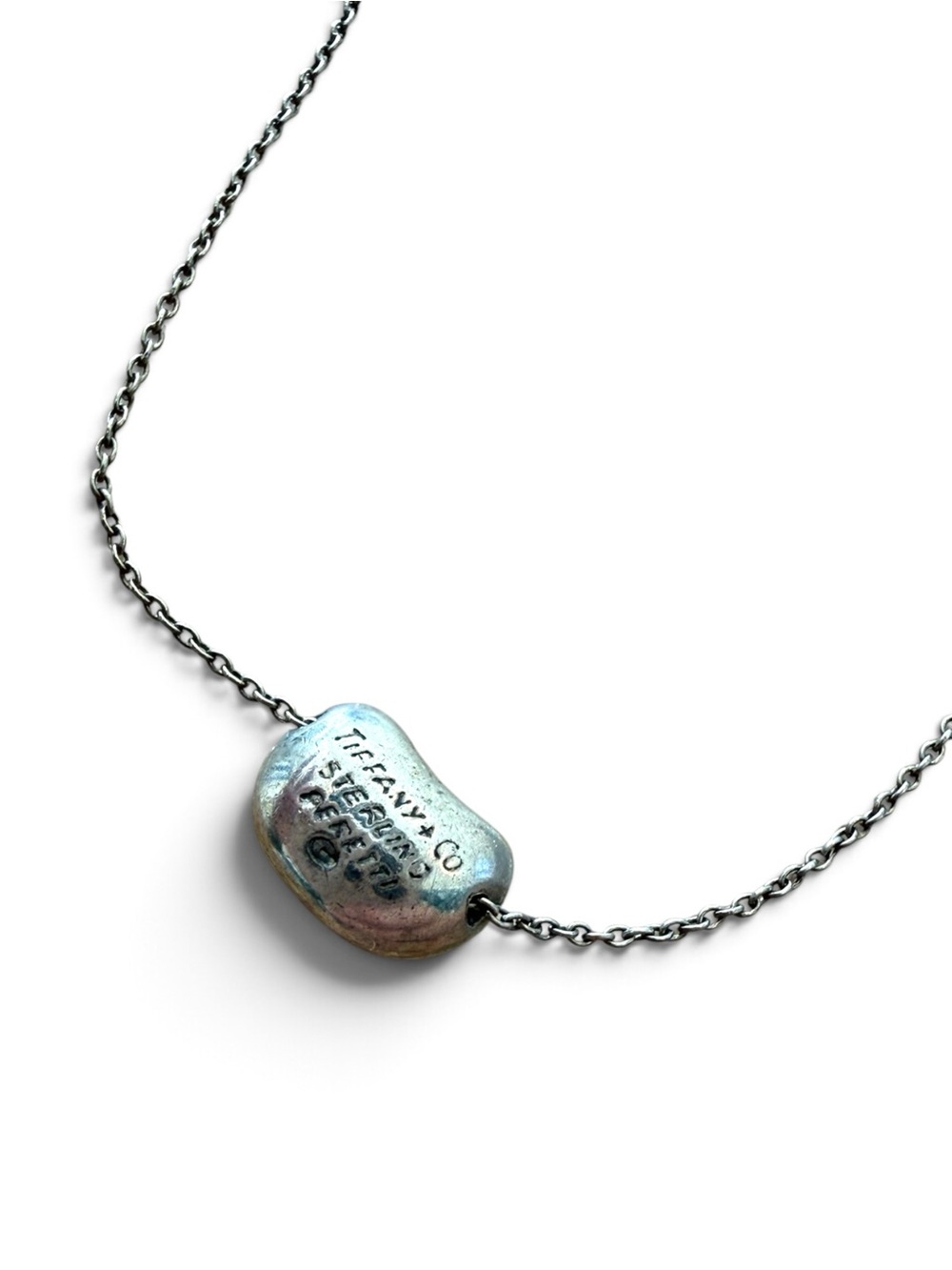 Tiffany & Co. Elsa Peretti Bean Pendant Necklace - Silver Iridescent
